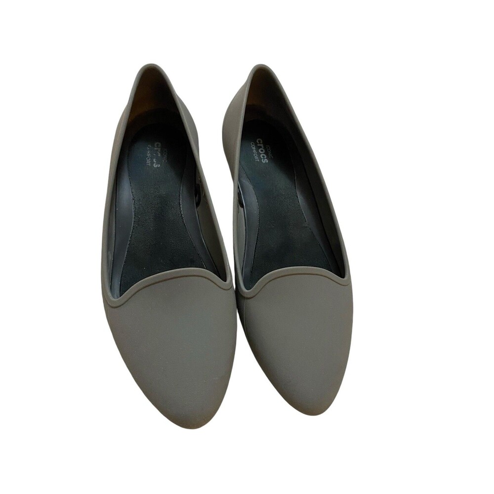 Crocs Eve Flats Women 8 Gray Pointed Toe Slip On Iconic Comfort
